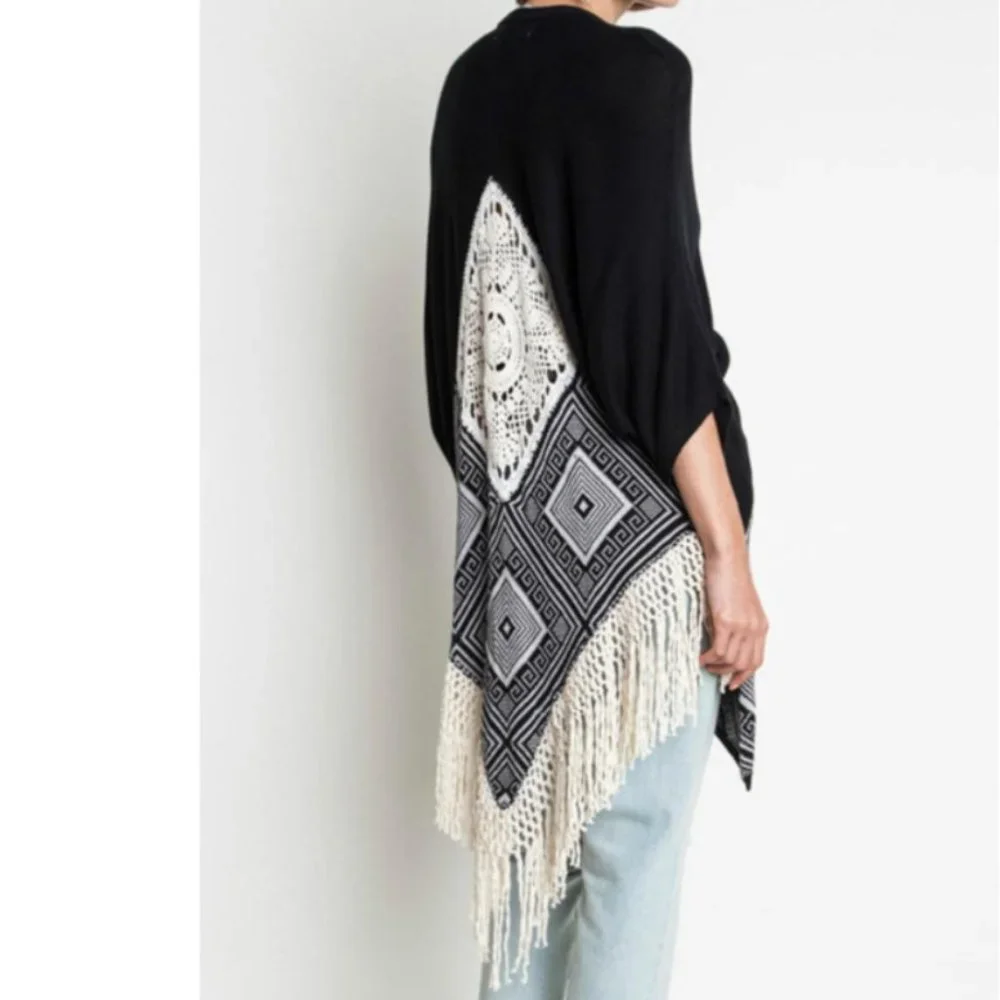 Umgee Dream Catcher Kimono Sweater Black